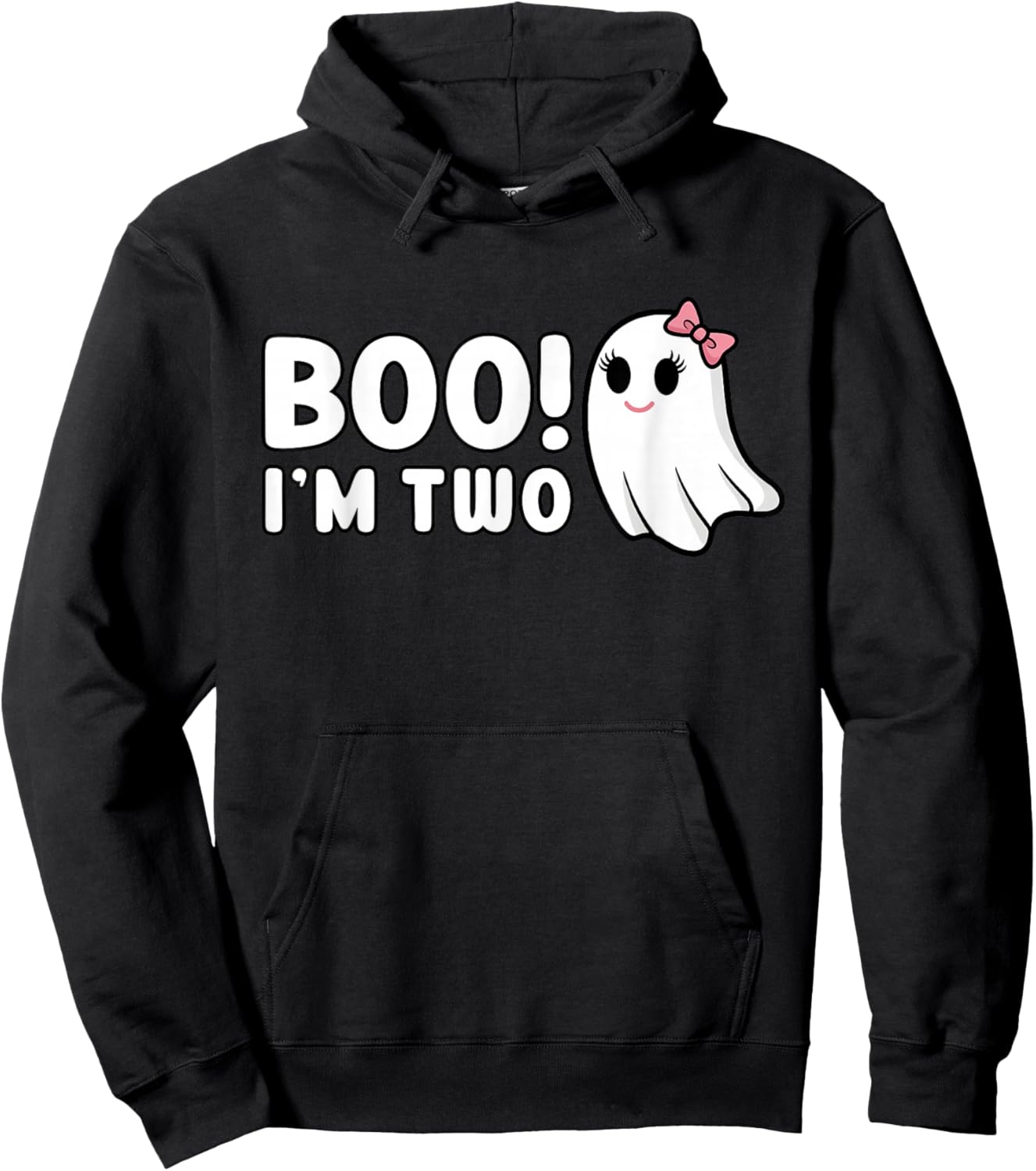 Boo Im Two Cute 2 Year Old Girl Ghost Halloween Birthday Hoodie - Hoodie | Black