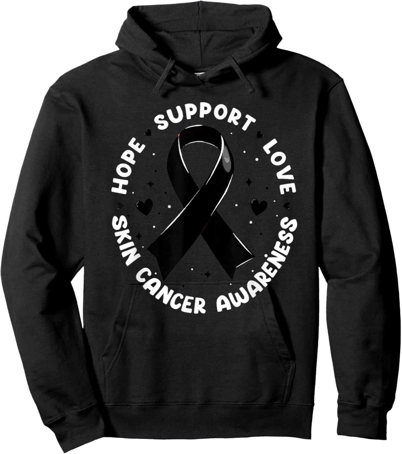 Hope Support Love Skin Cancer Awareness Hoodie - Hoodie | Black