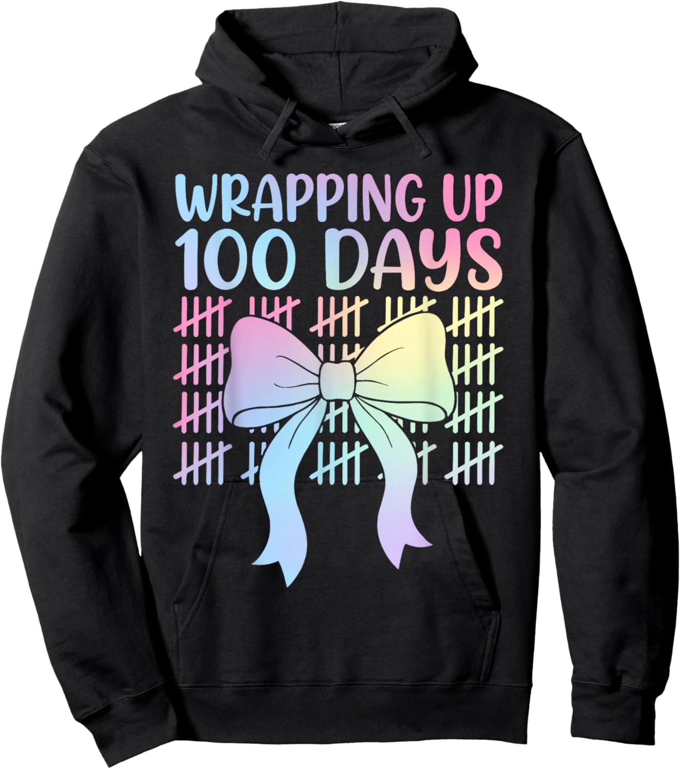 100 Days of School Girls Coquette Bow 100th Day of School Hoodie - Hoodie | Black