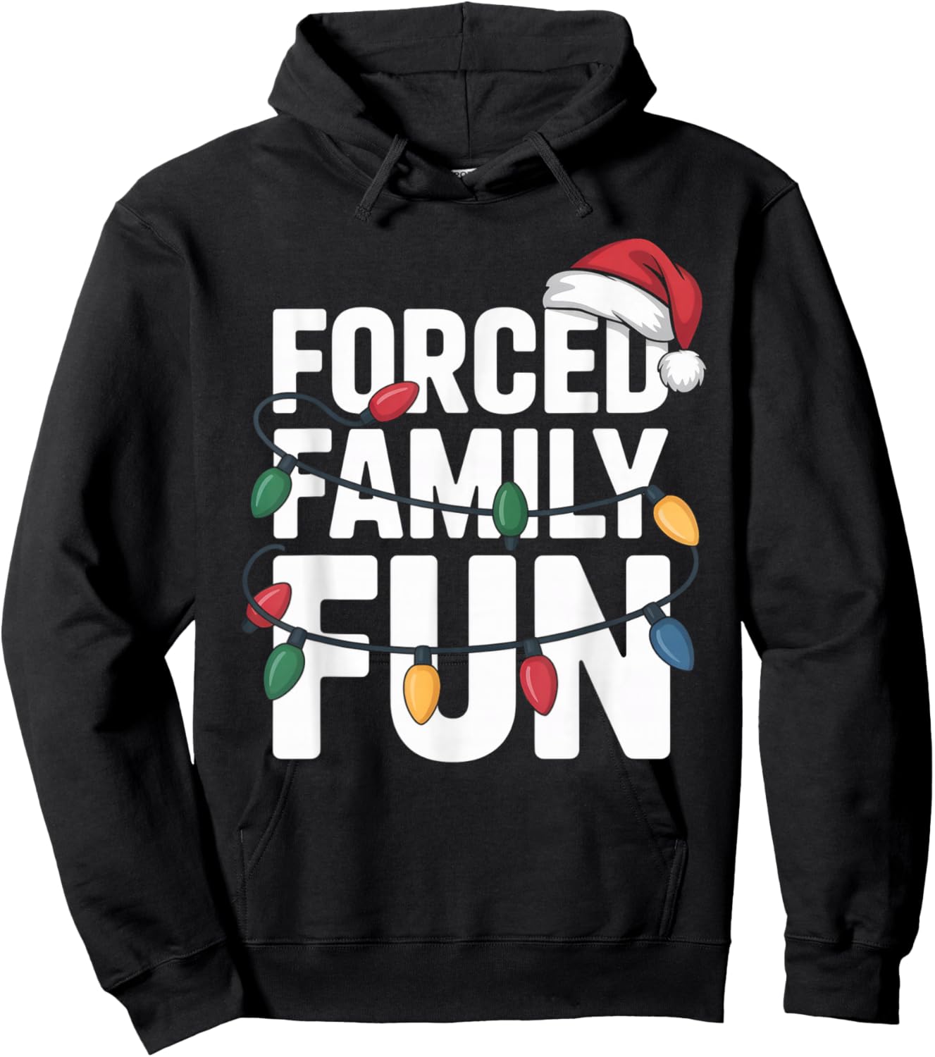 Funny Forced Family Holiday Christmas Matching Sarcastic Hoodie - Hoodie | Black