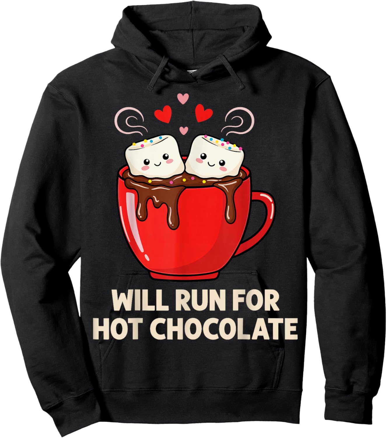 Running Motivation Kawaii Hot Chocolate Lover Hoodie - Hoodie | Black