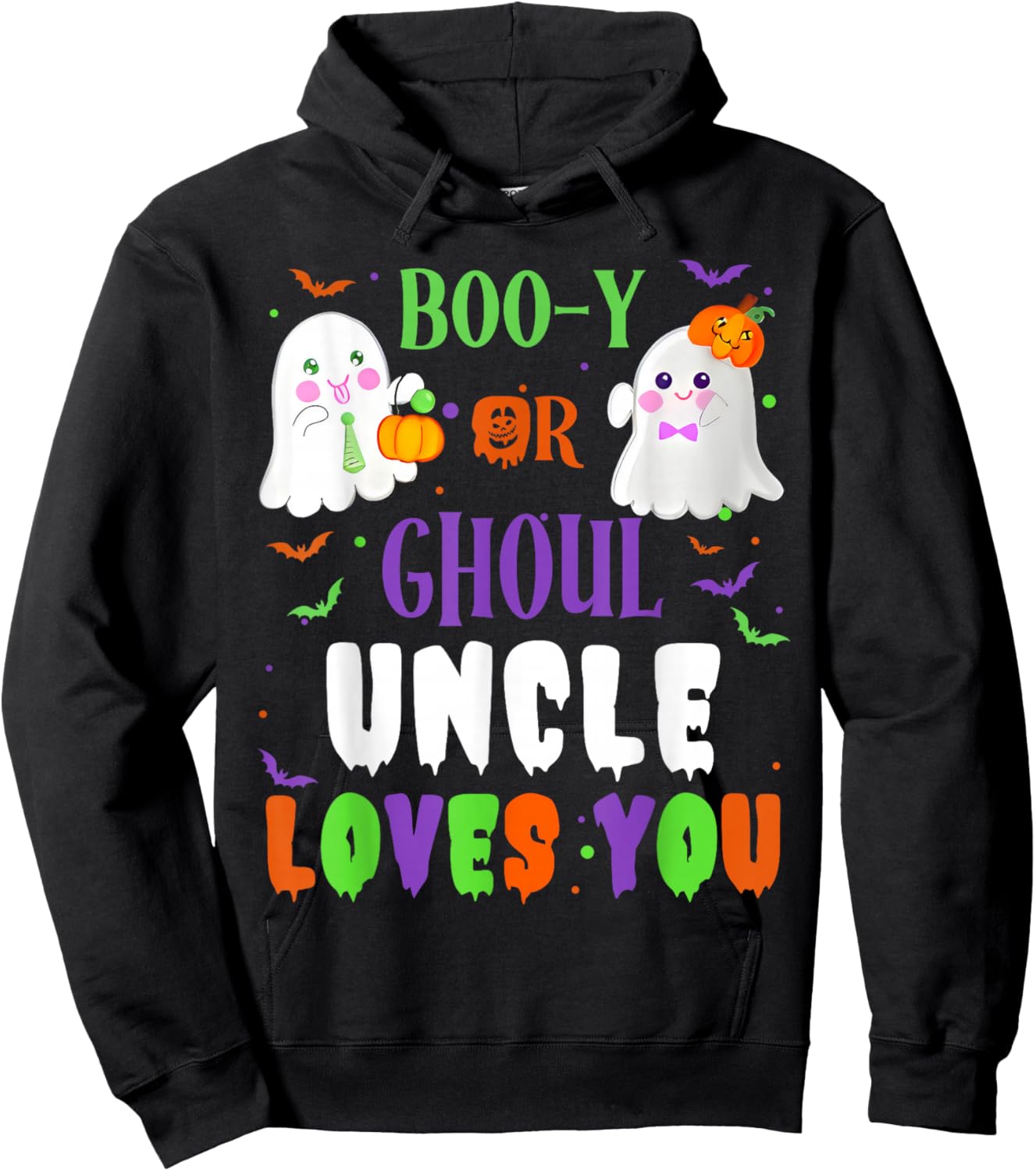 Boo-y Or Ghoul Uncle Loves You Boo Halloween Baby Gender Hoodie - Hoodie | Black