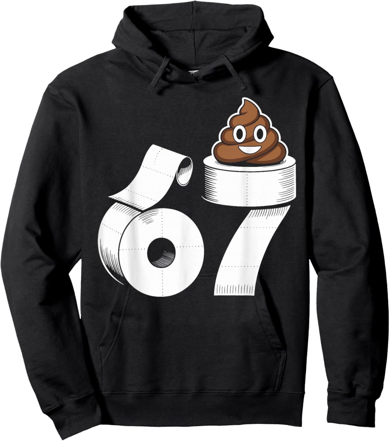 67 Poop Funny Six Seven Gross Toilet Paper Meme Slang Kids Hoodie - Hoodie | Black