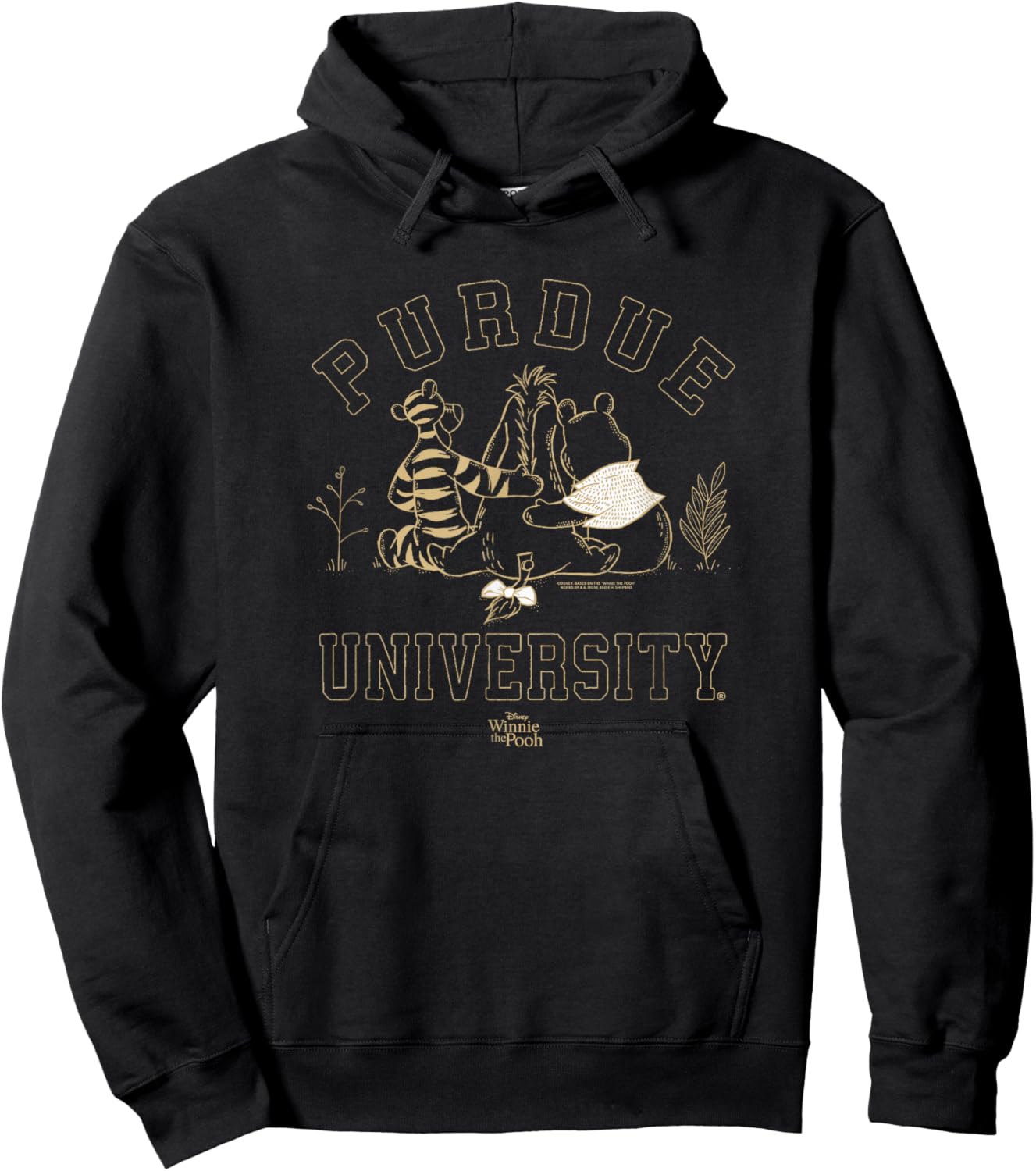Purdue Boilermakers Winnie The Pooh and Friends Dark Gray Hoodie - Hoodie | Black