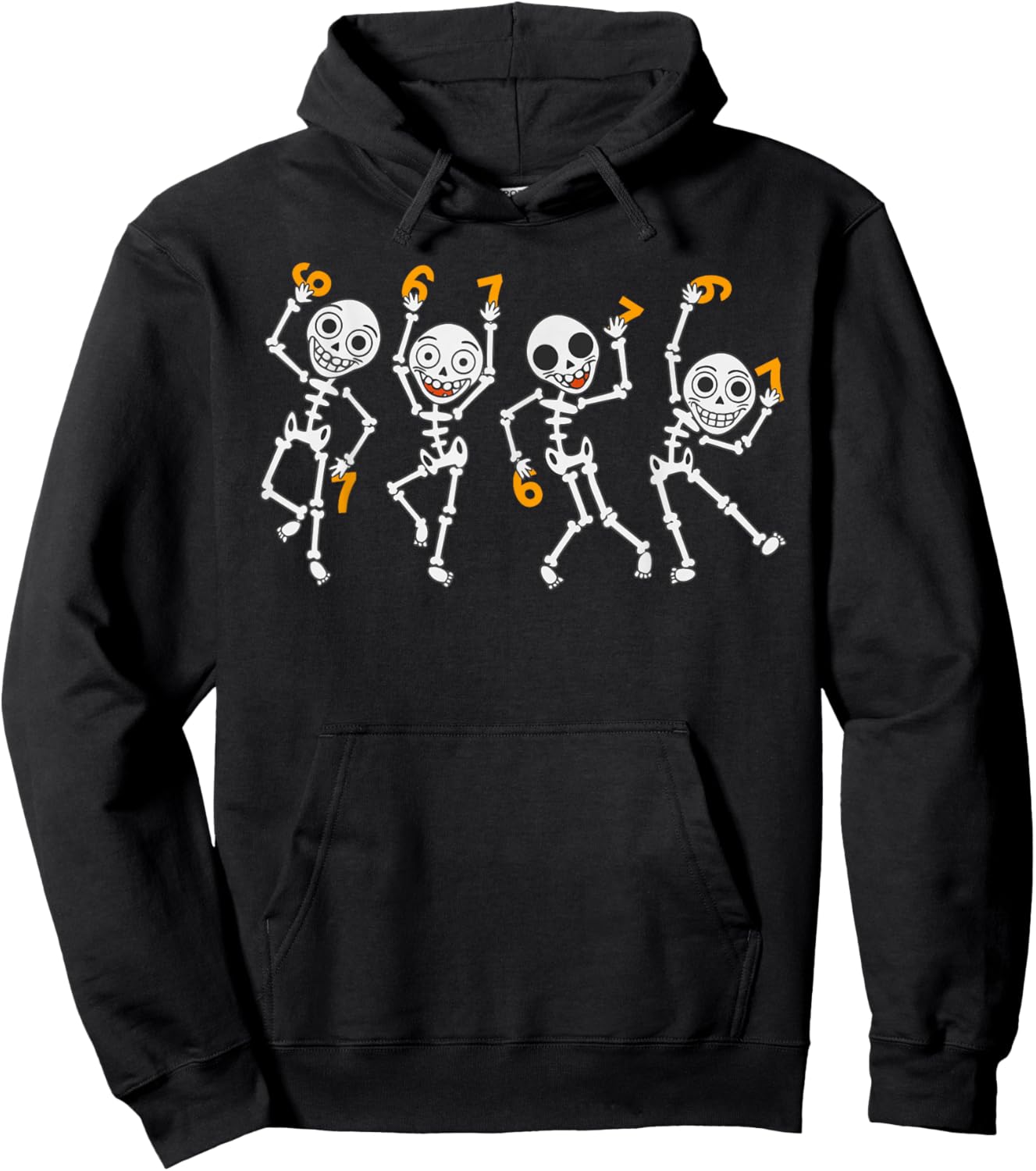 Six Seven 67 Meme Funny Halloween Dancing Skeleton Women Men Hoodie - Hoodie | Black