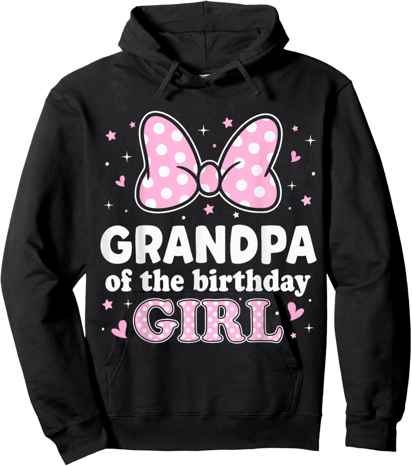 Grandpa of The Birthday Girl Cute Pink Bow Family Matching Hoodie - Hoodie | Black