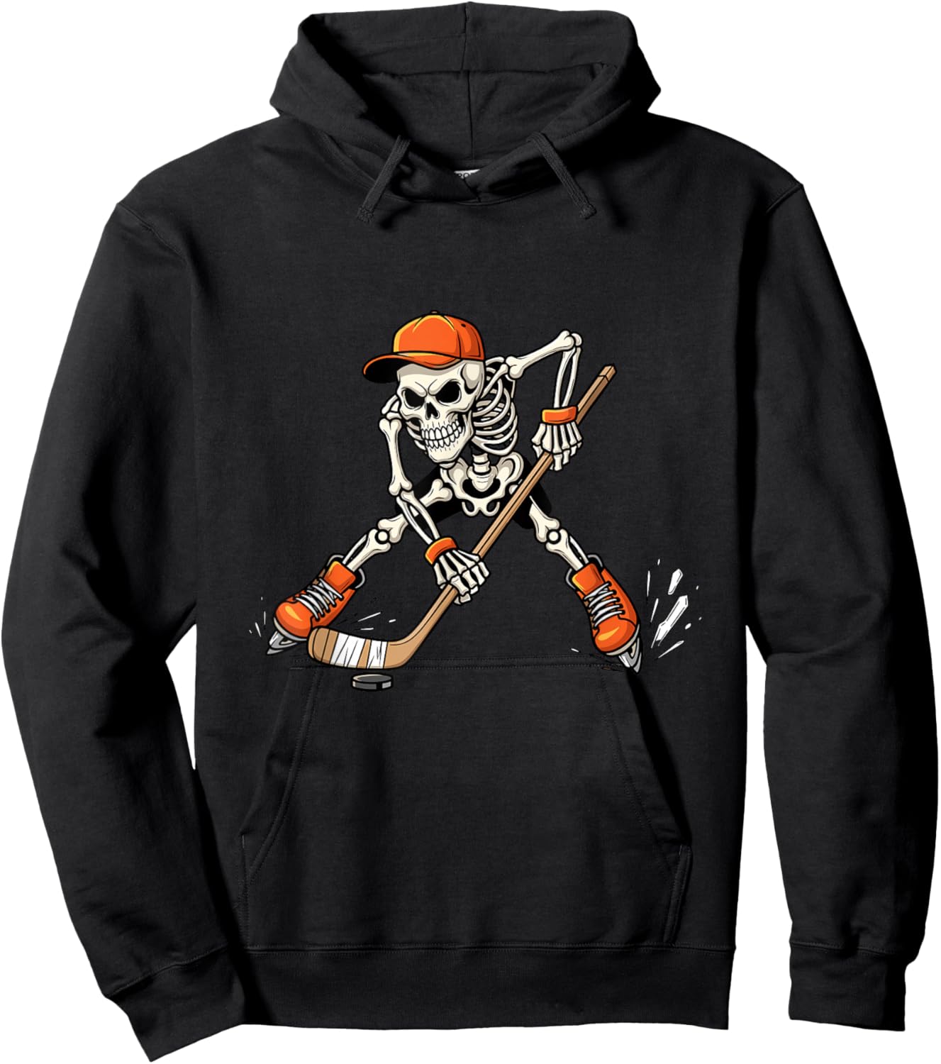 Skeleton Ice Hockey Costume Funny Halloween for Boys Hoodie - Hoodie | Black
