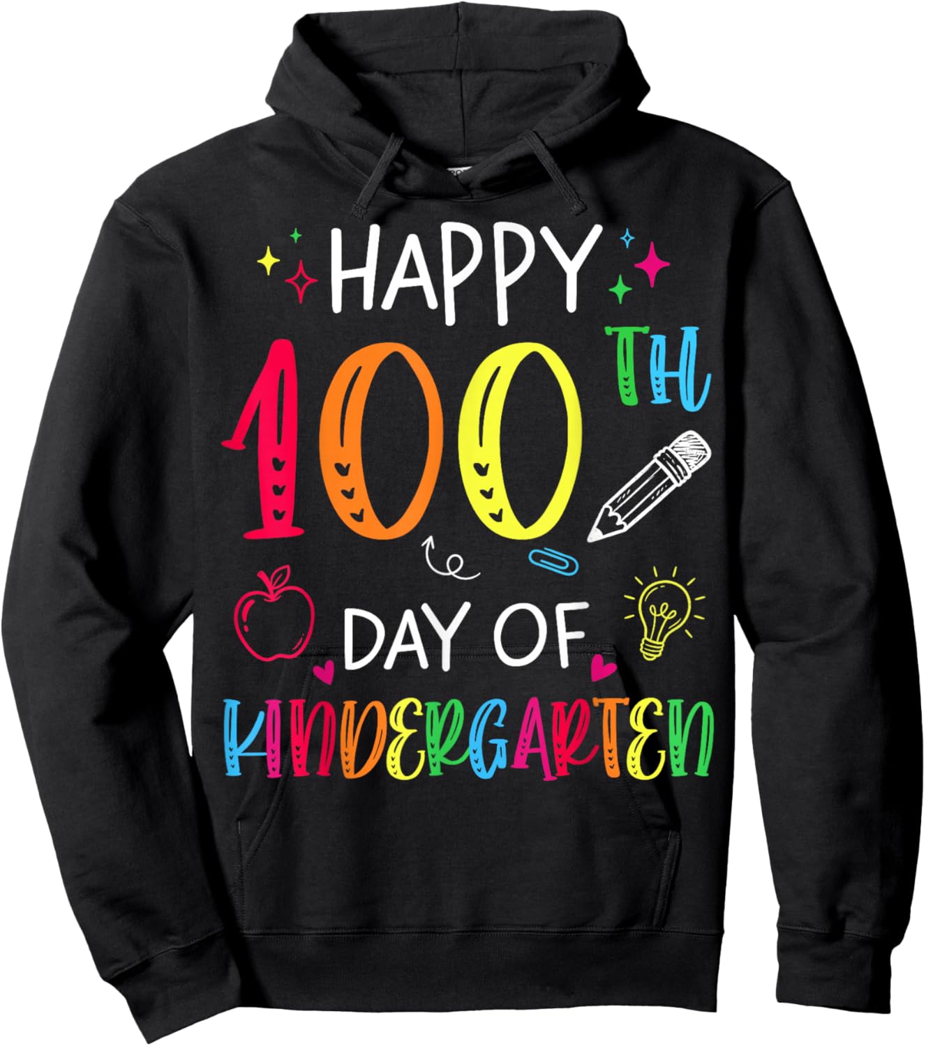 100th Day of Kindergarten Teachers Kids 100 Days of School Hoodie - Hoodie | Black