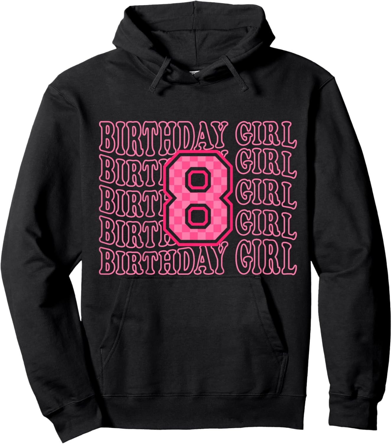 8th Birthday Girl Pink Eight Bday 8 Year Old Birthday Girl Hoodie - Hoodie | Black