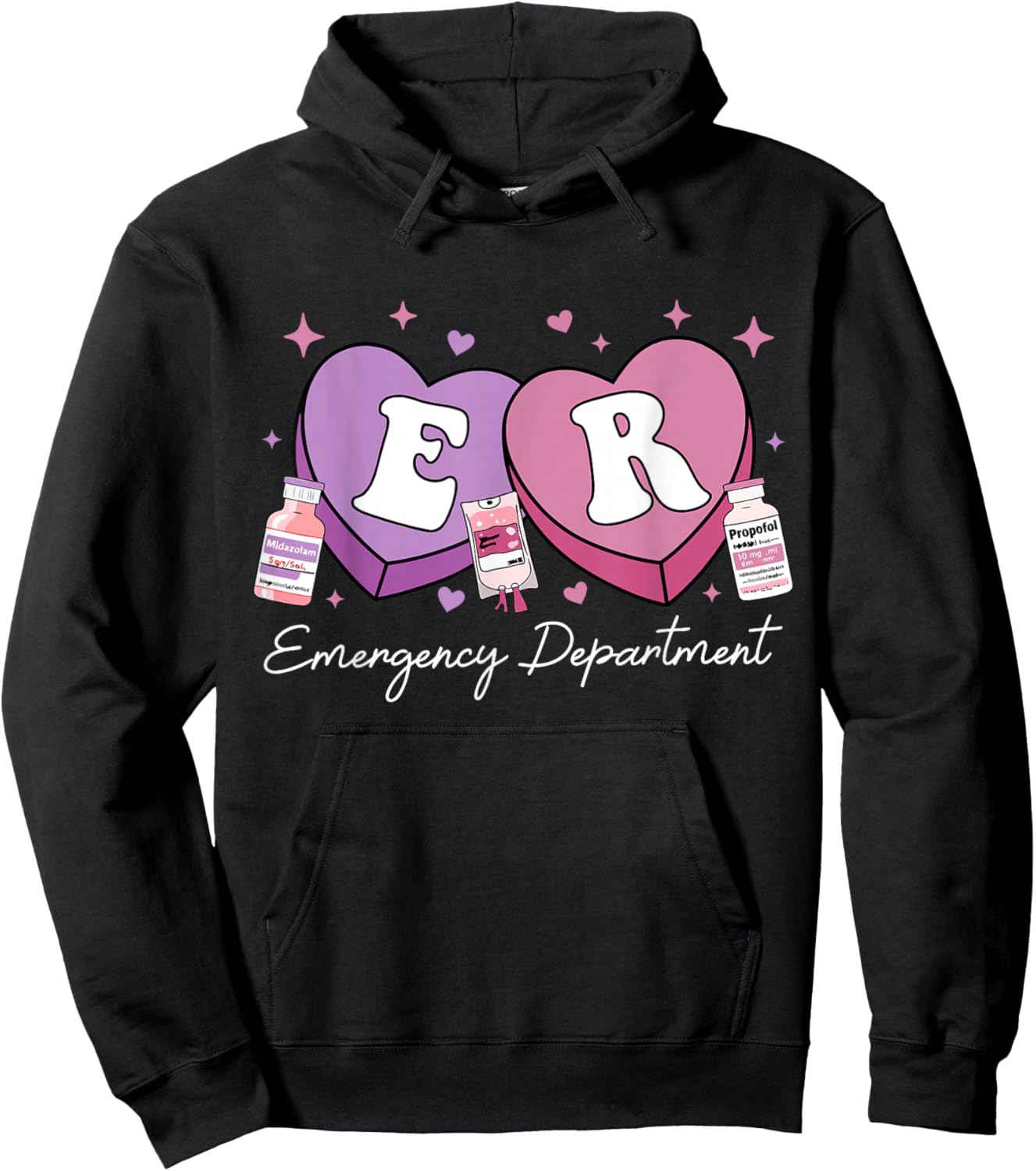 Emergency Department Nurse Valentine's Candy ER ED Nursing Hoodie - Hoodie | Black