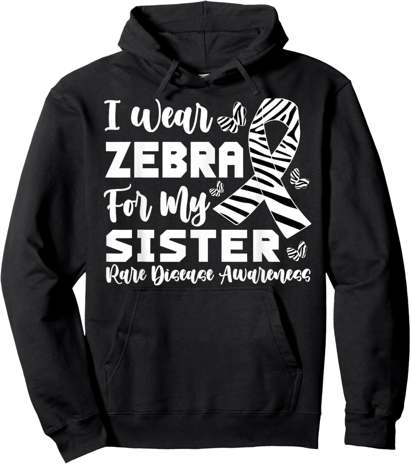 I Wear Zebra for My Sister Rare Disease Brother Hoodie - Hoodie | Black