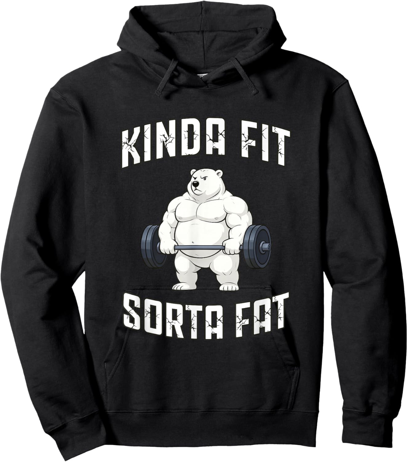Kinda Fit Sorta Fat Polar Bear Weightlifting Gym Workout Hoodie - Hoodie | Black