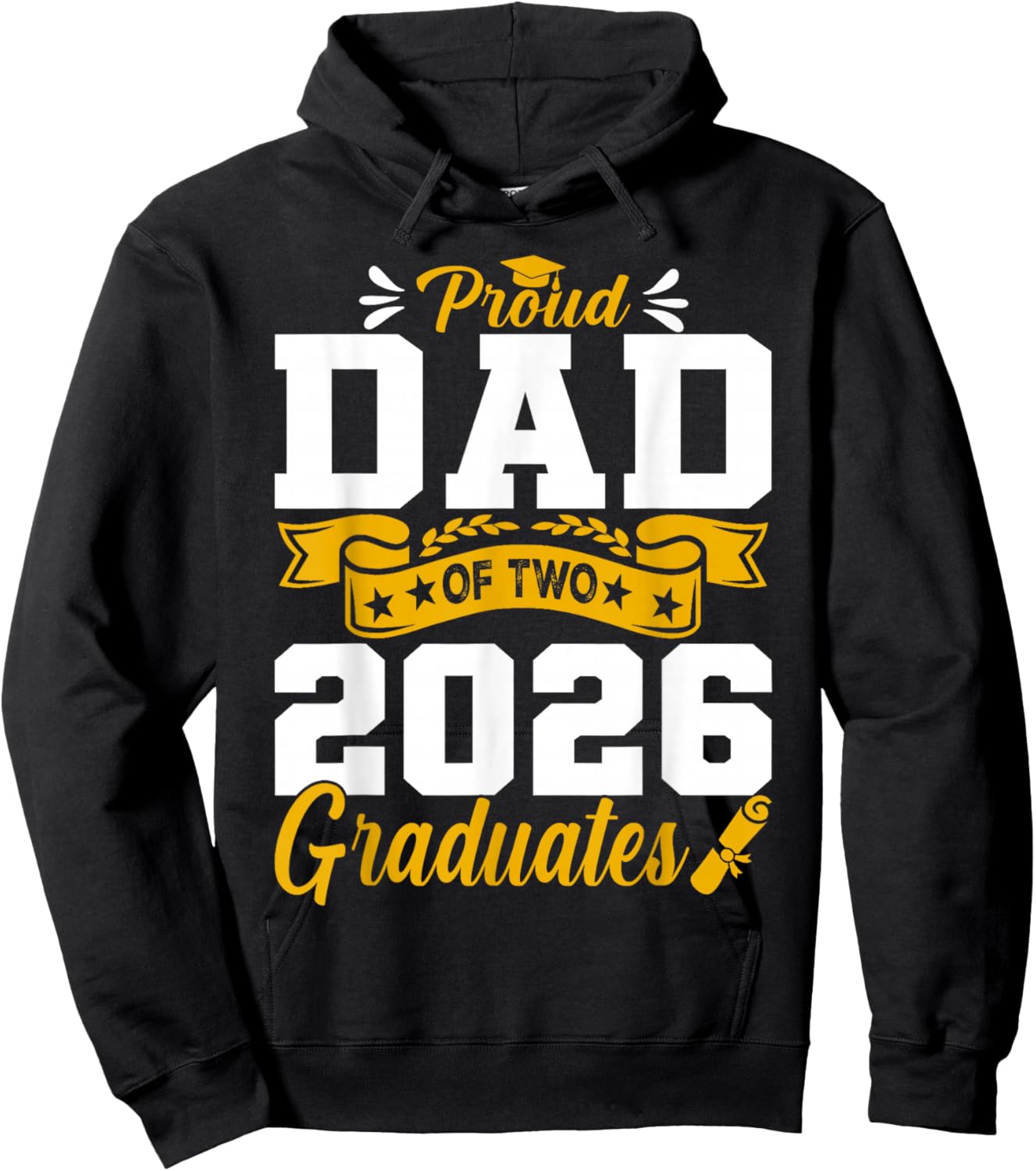 Proud Dad of Two 2026 Graduates Class Graduation Hoodie - Hoodie | Black
