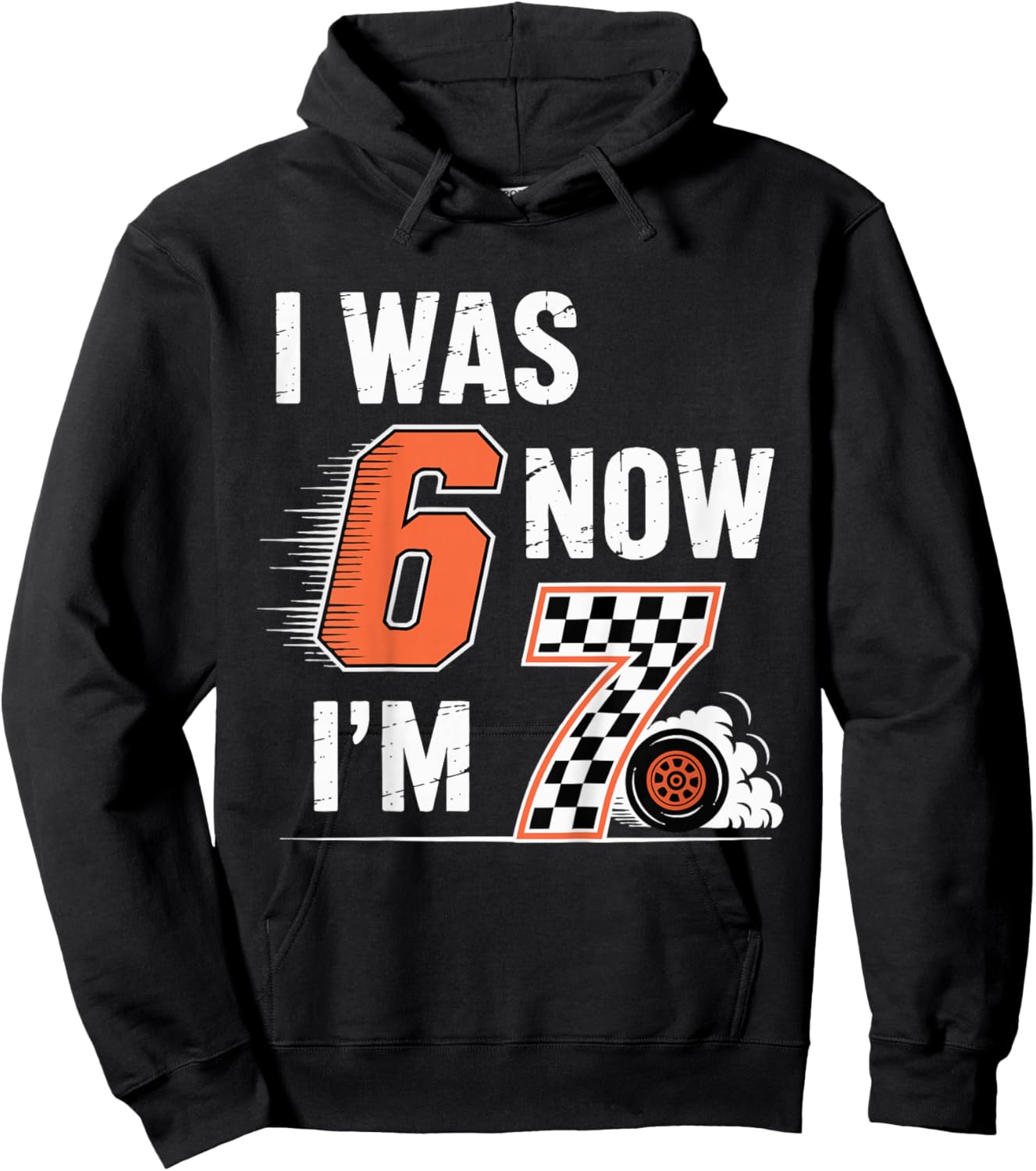 Checkered 7 Years Old Birthday I was 6 Now I'm 7 Bday Boy Hoodie - Hoodie | Black
