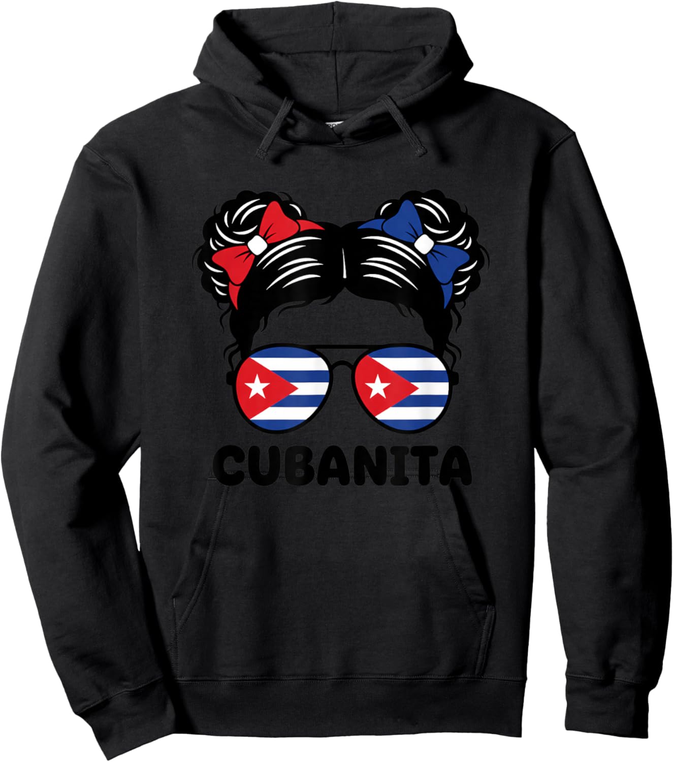 Cubanita Kids Cuban Flag Sunglasses Hispanic Pride Latino Hoodie - Hoodie | Black