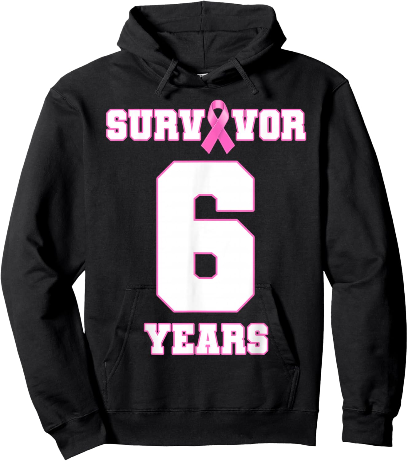 6 Years Breast Cancer Survivor Pink Ribbon Hoodie - Hoodie | Black