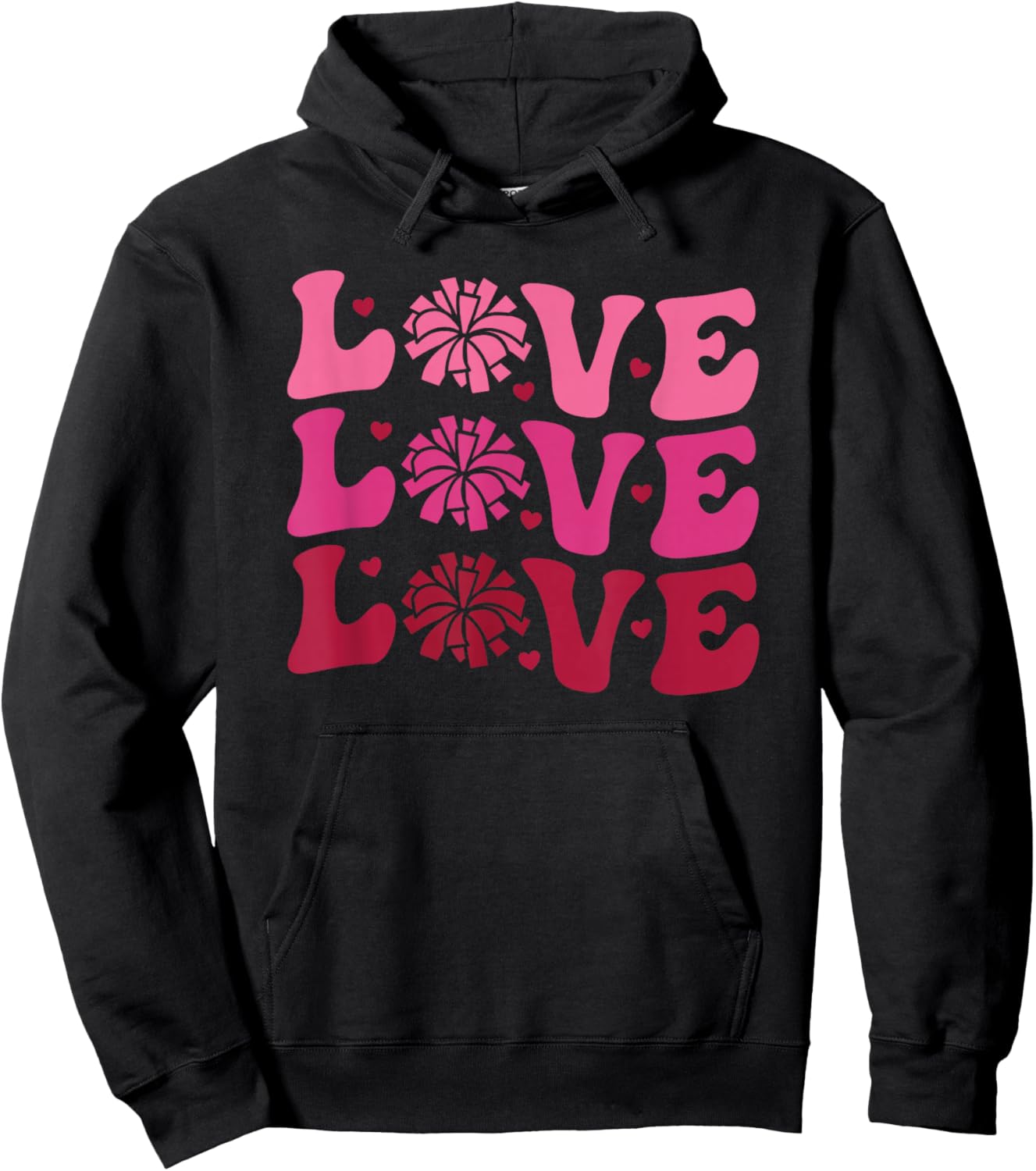 Cheerleader Love Valentine's Day Trendy Cheer Cute Retro Hoodie - Hoodie | Black