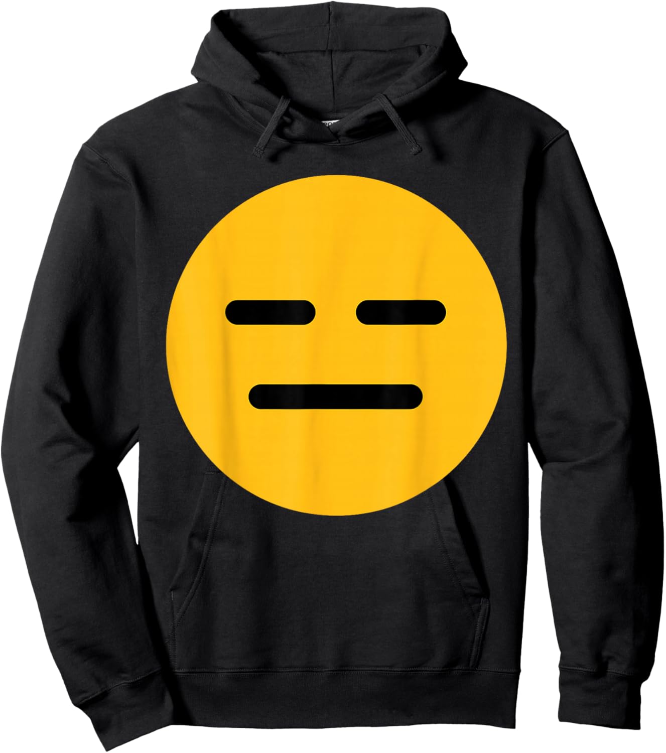 Funny Emoticon Expressionless Face with Straight Mouth Hoodie - Hoodie | Black