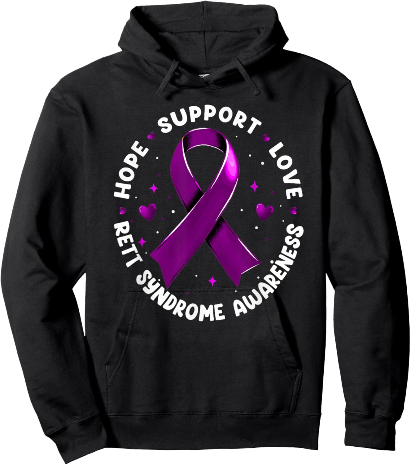 Hope Support Love Rett Syndrome Awareness Hoodie - Hoodie | Black