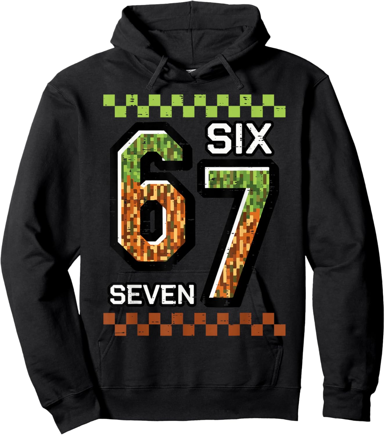 6 7 Six Seven Pixel Gaming Funny Meme 67 Boys Kids Youth Men Hoodie - Hoodie | Black