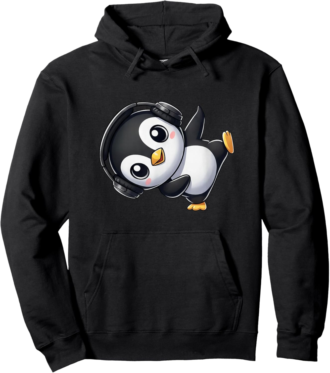 Funny Dancing Penguin with Headphones Hoodie - Hoodie | Black
