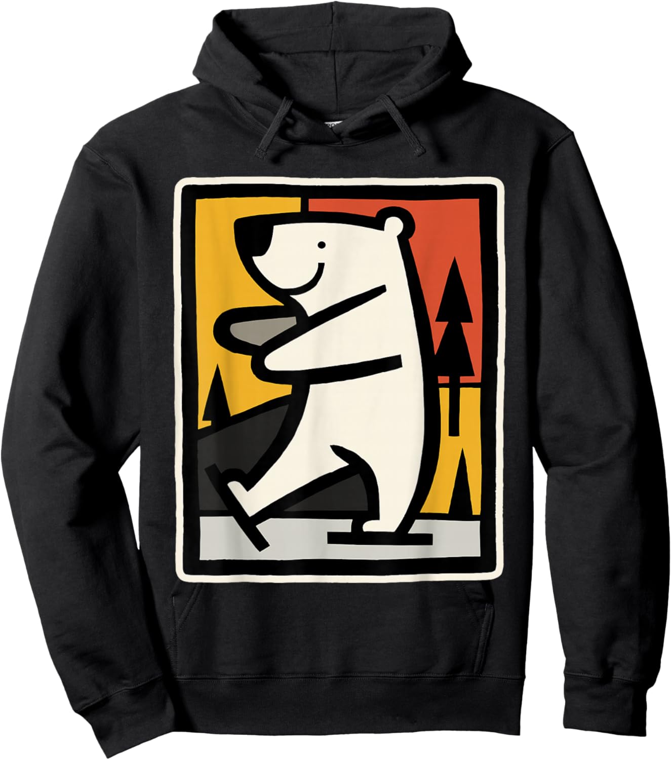 Ice Bear Ice Skating Cartoon Graphic Hoodie - Hoodie | Black