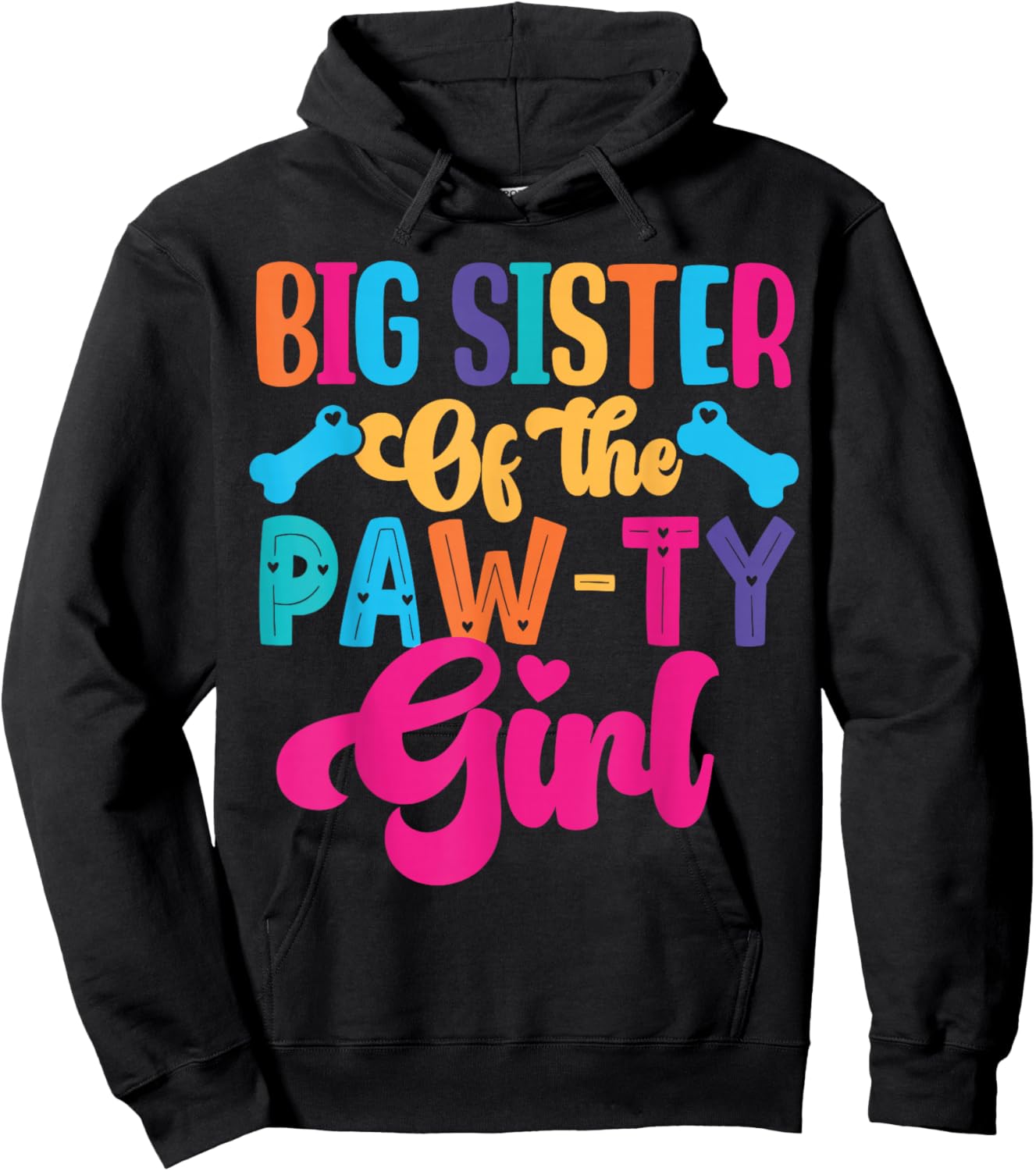 Big Sister of The Paw-ty Girl Dog Family Matching Party Hoodie - Hoodie | Black