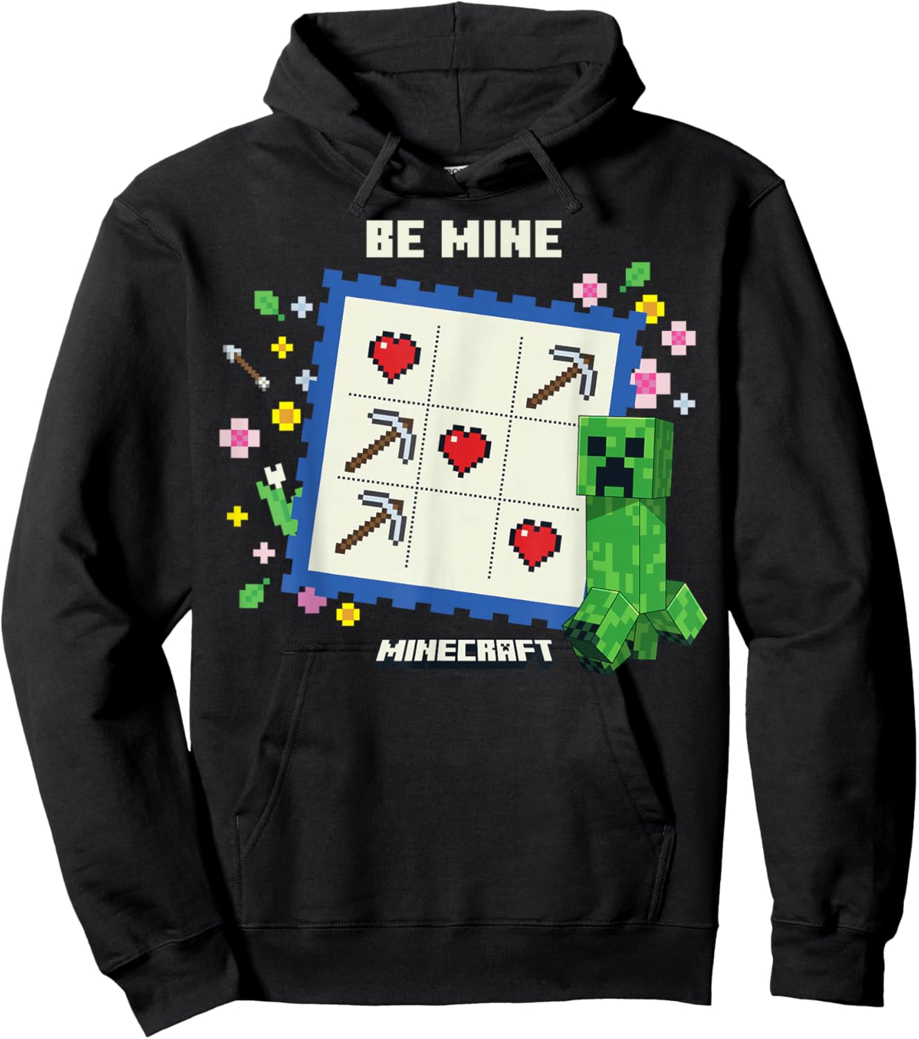 Minecraft Valentine's Day Be Mine Creeper Valentine's Card Hoodie - Hoodie | Black