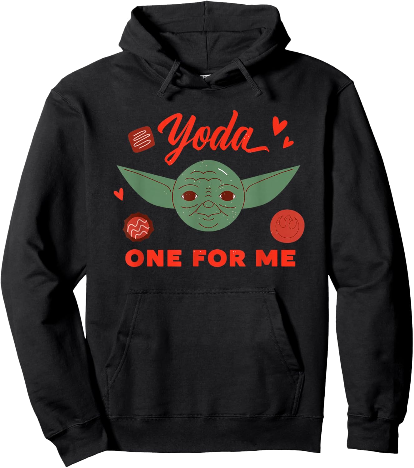 Star Wars Valentine's Day Yoda One For Me Funny Pun Hoodie - Hoodie | Black