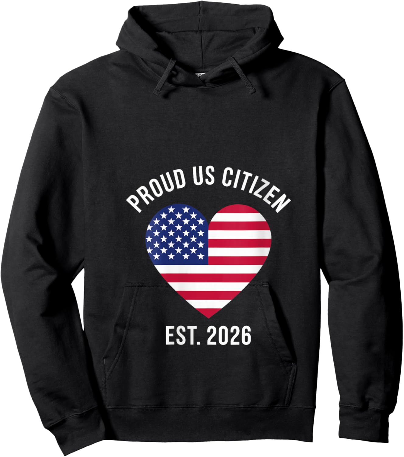 Proud US Citizen 2026 New American citizenship V-Neck Hoodie - Hoodie | Black