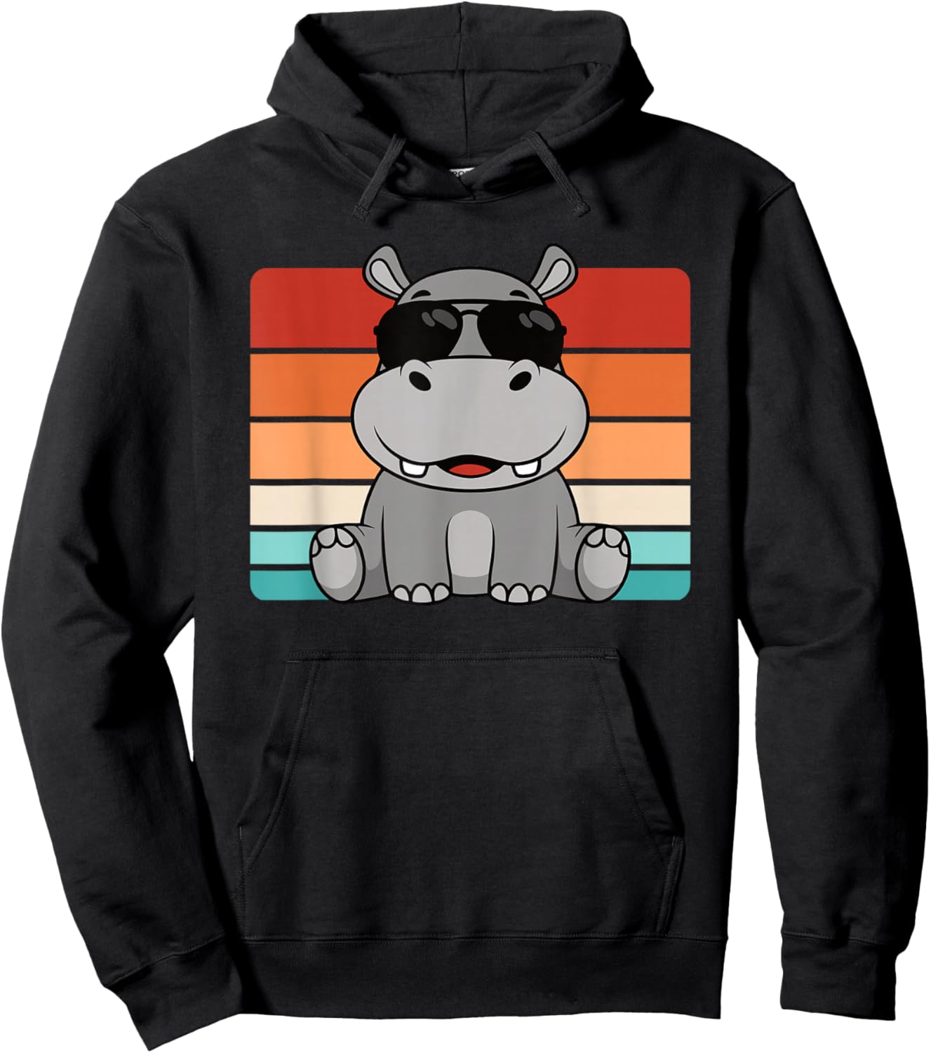 Cool Retro Hippo Lover Hippopotamus Funny Men Boys Kids Hoodie - Hoodie | Black