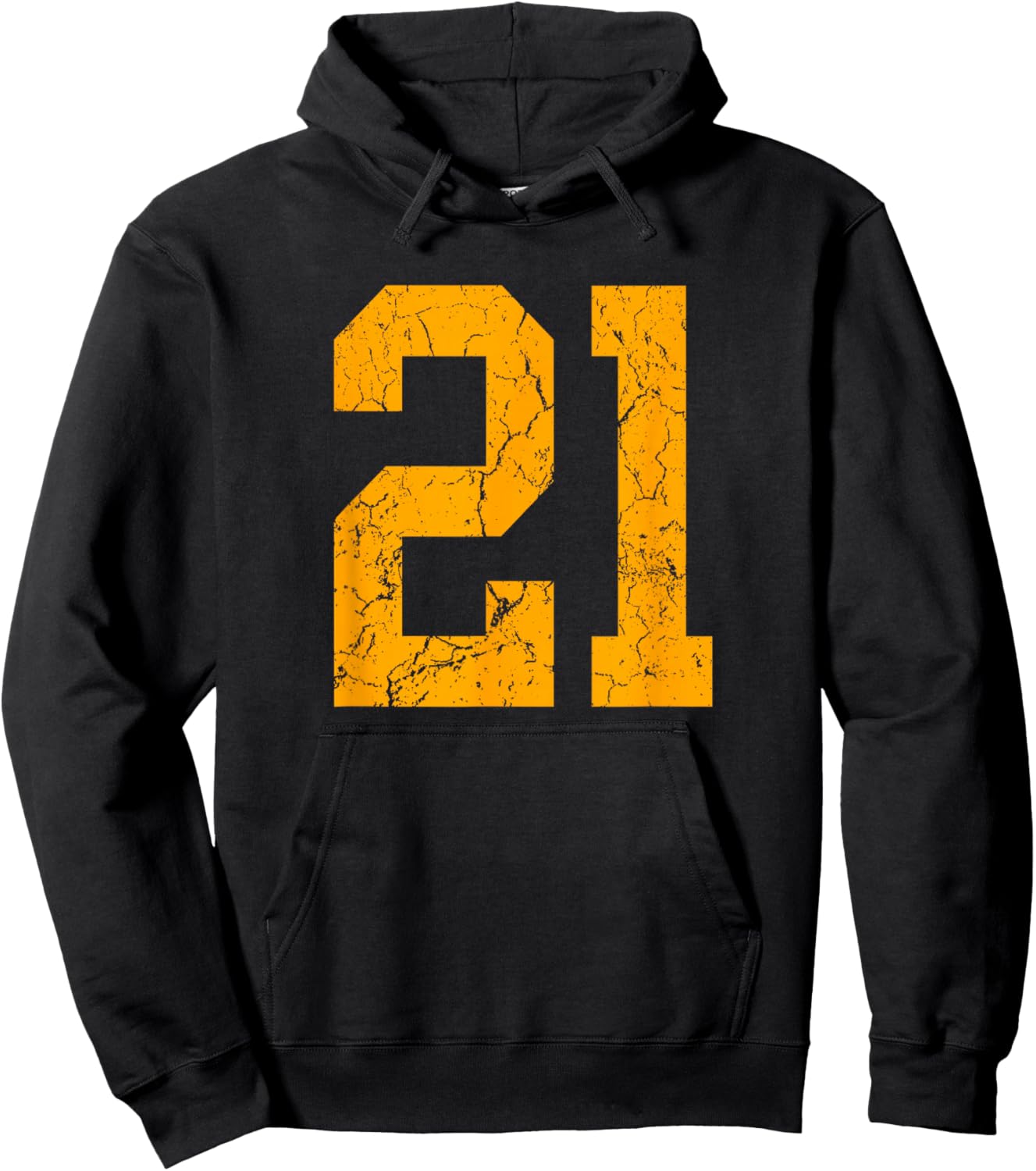 Distressed Orange Number 21 Jersey Player Uniform #21 Hoodie - Hoodie | Black