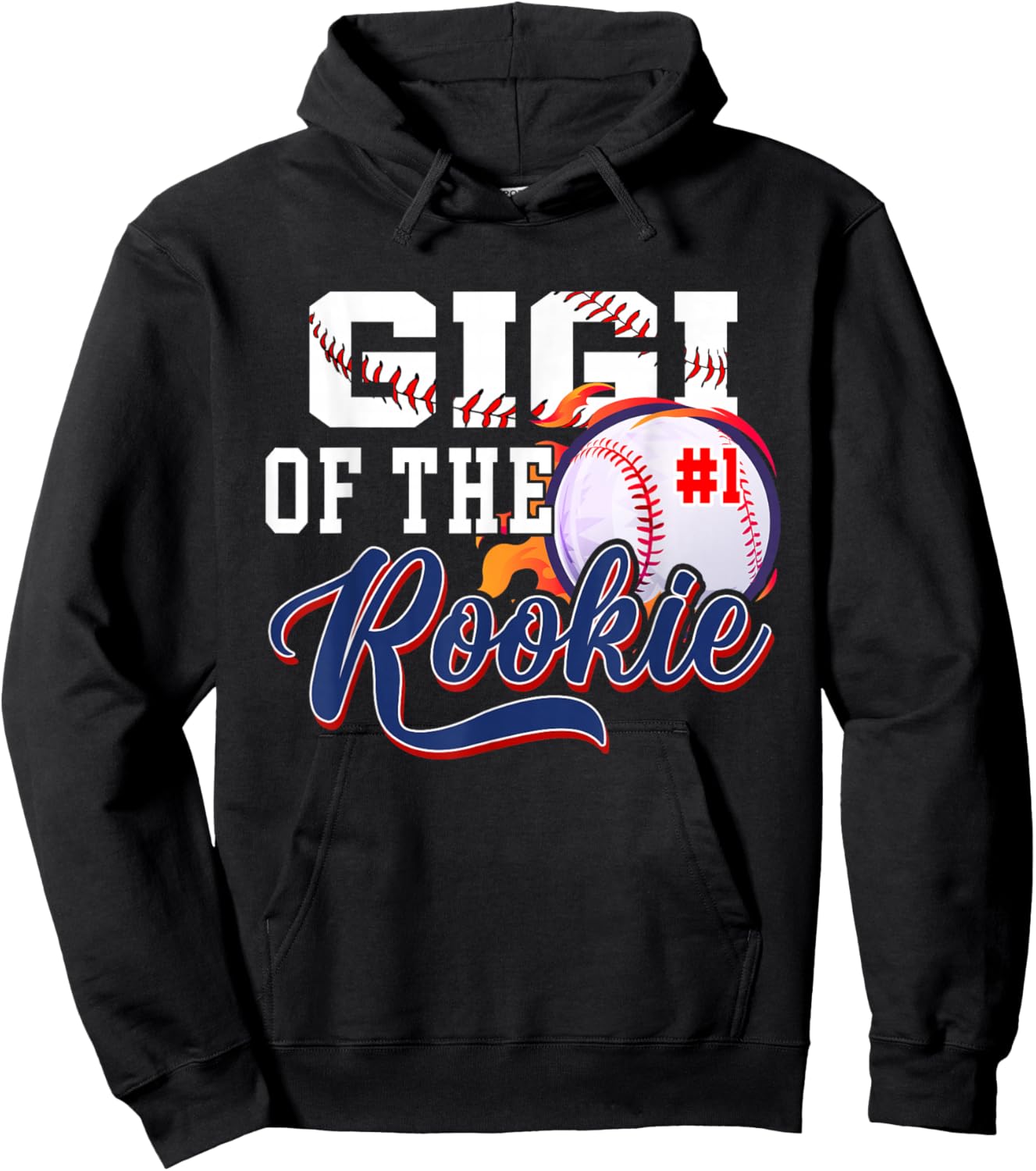 Gigi Rookie of Year 1st Birthday Baseball Theme Matching Hoodie - Hoodie | Black