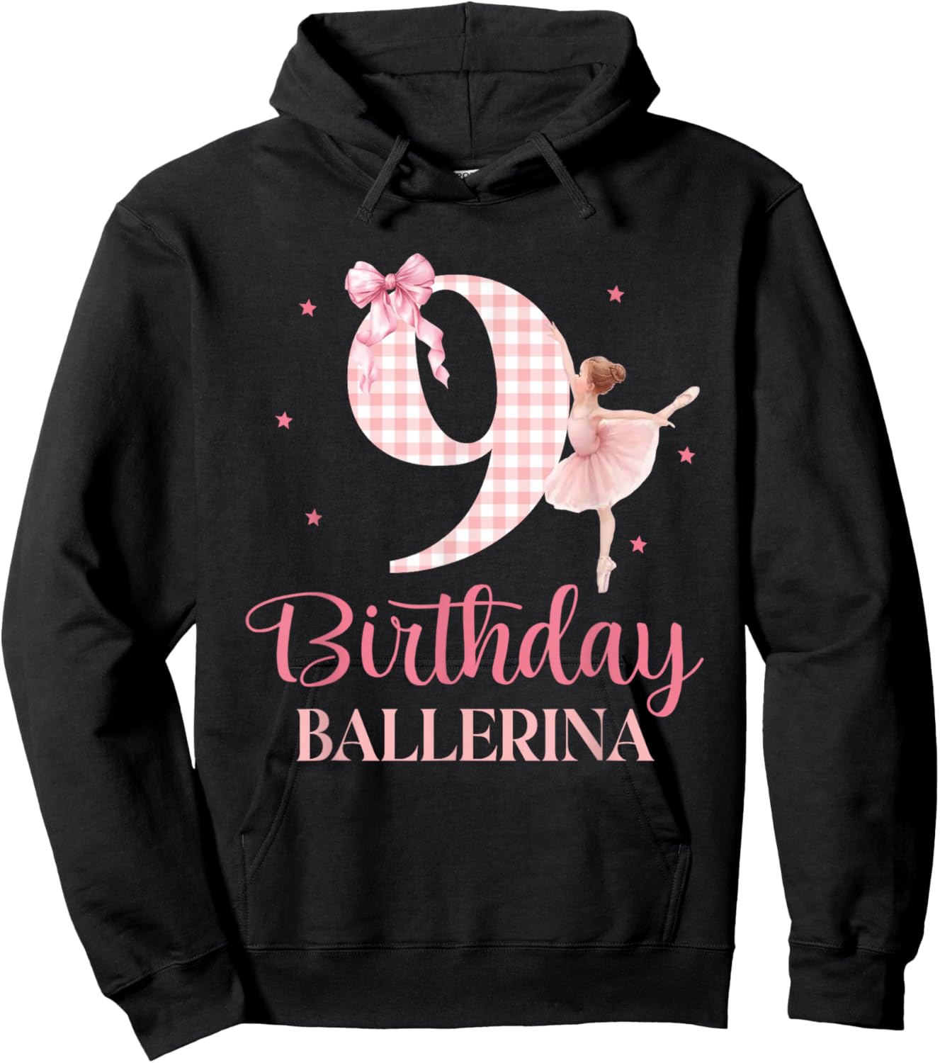 Happy 9th Birthday Ballerina 9 Year Old Girl Dancer Ballet Hoodie - Hoodie | Black