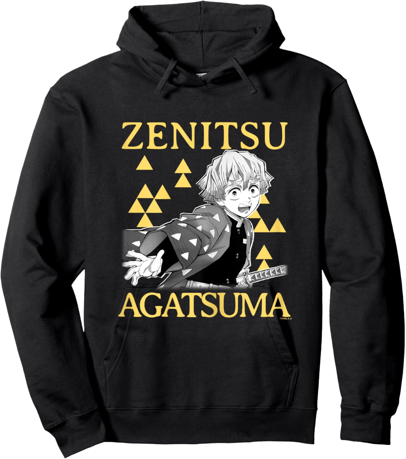 Demon Slayer: Kimetsu no Yaiba Zenitsu Yellow Checkered Hoodie - Hoodie | Black