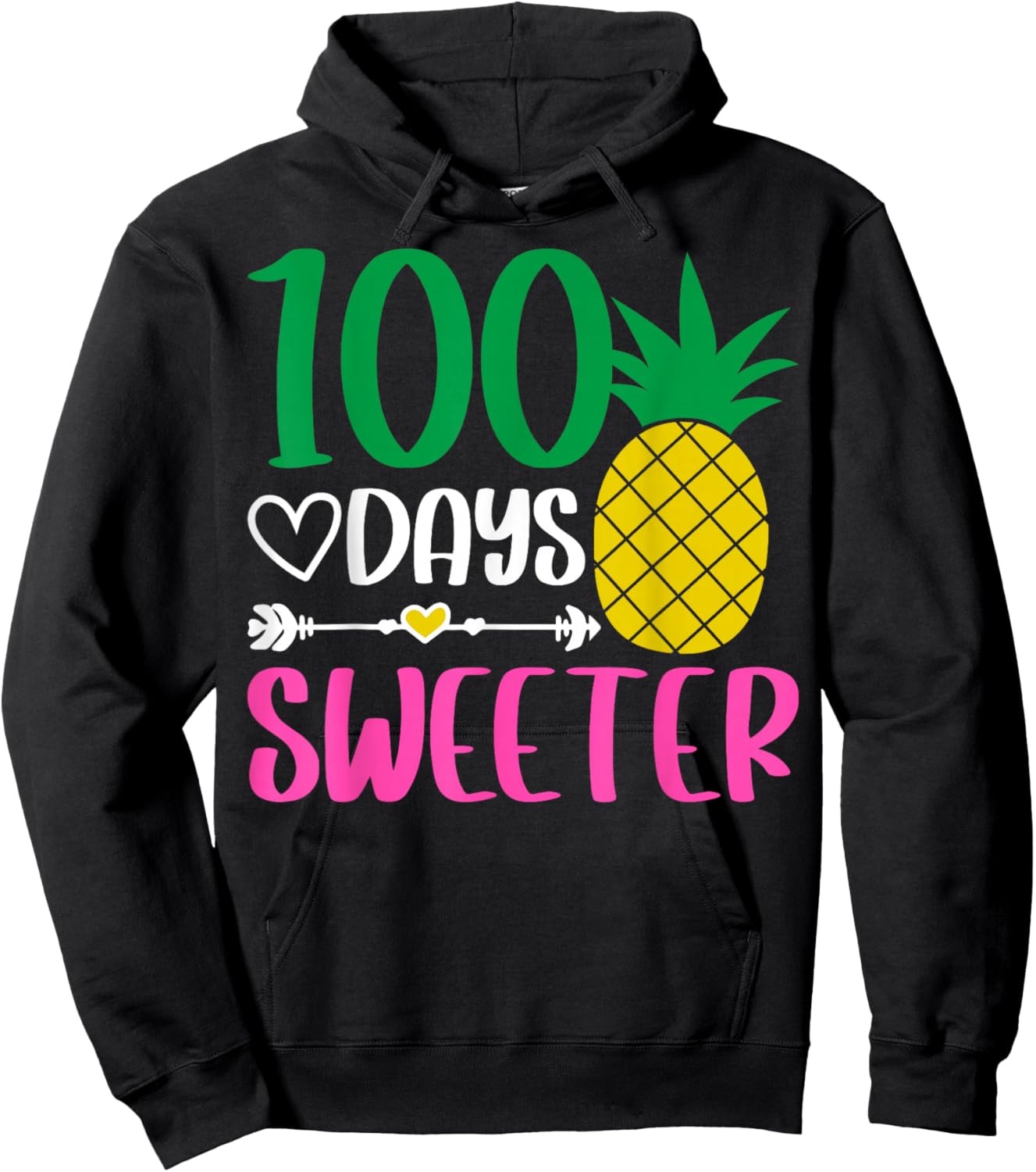 100 Days of Sweeter Pineapple 100th Days of School Hoodie - Hoodie | Black