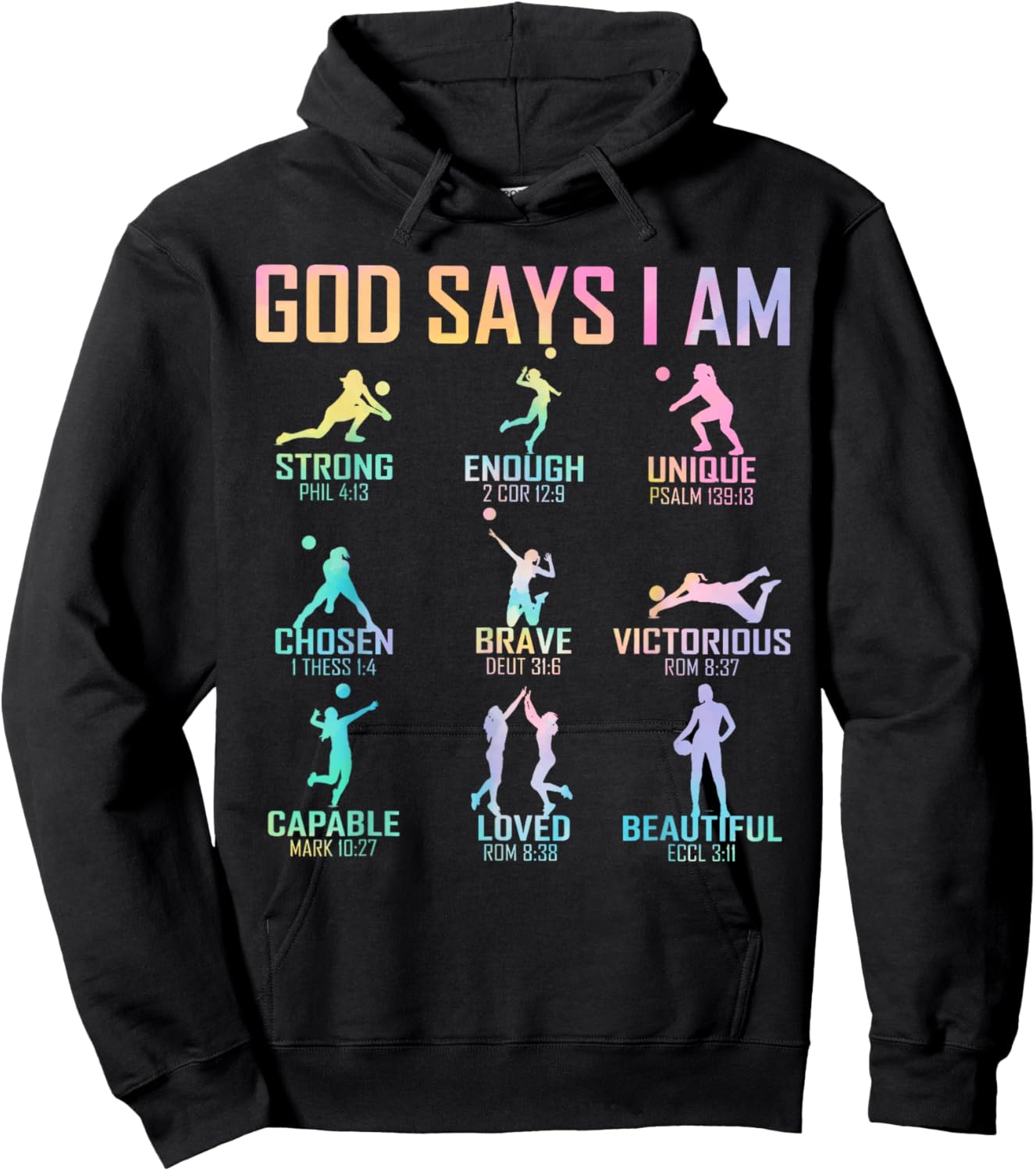 Christian God Says I Am Volleyball Boy Girls Christ Hoodie - Hoodie | Black
