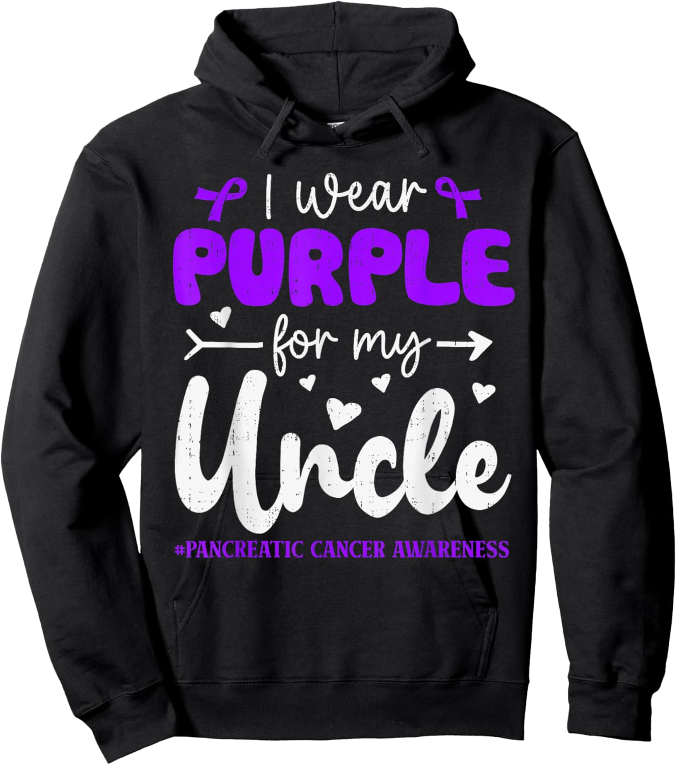 I Wear Purple for Uncle Pancreatic Cancer Awareness Family Hoodie - Hoodie | Black