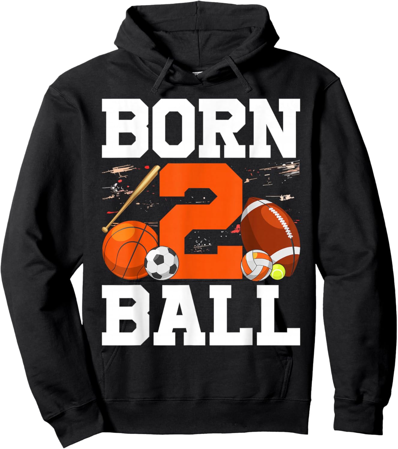 Born 2 Ball 2nd Birthday Sports Year Old Boy Second Bday Hoodie - Hoodie | Black