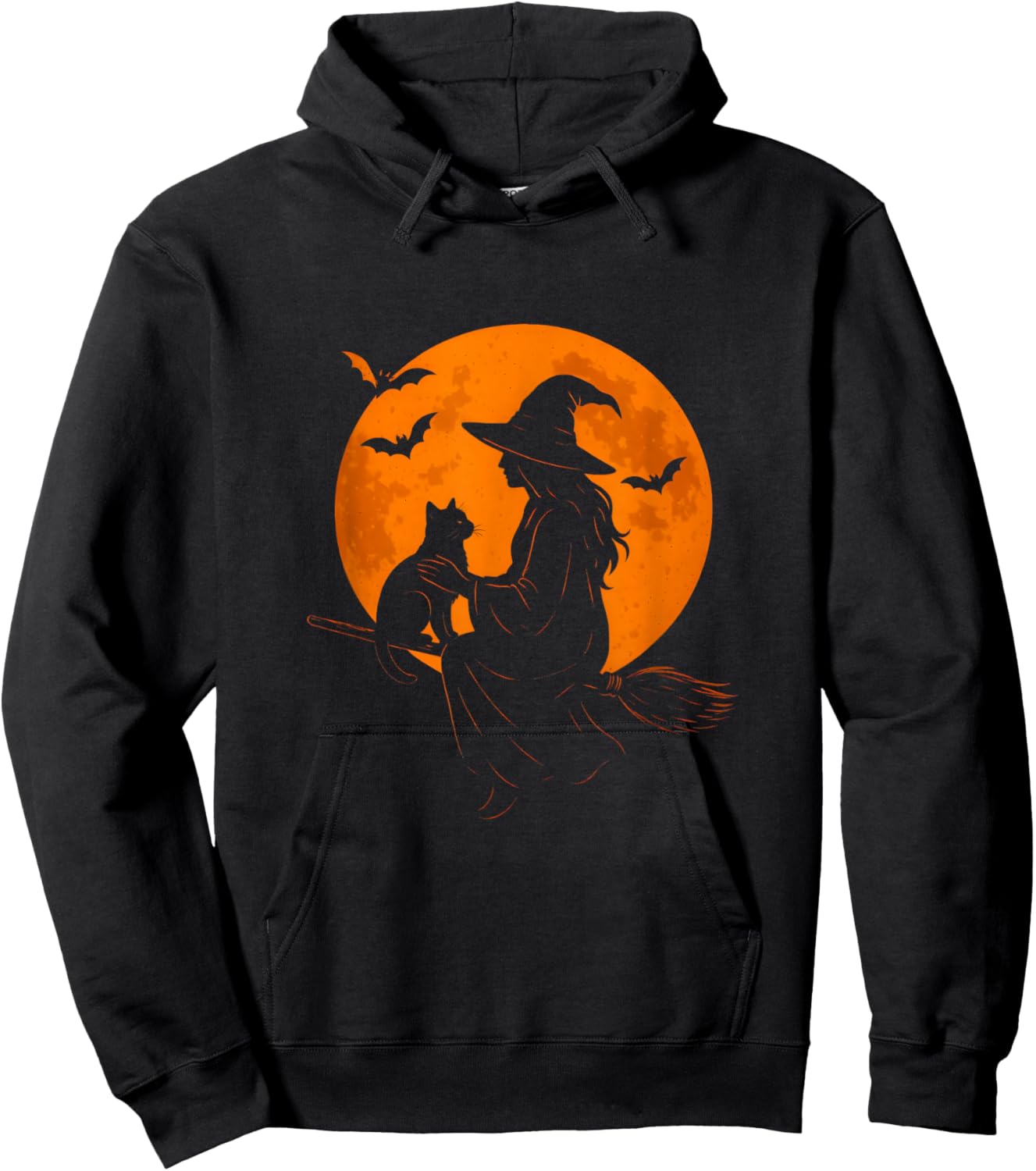 Witch and Cute Cat Black Kitten for Halloween Costume Party Hoodie - Hoodie | Black