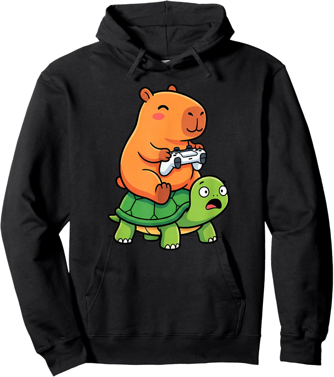 Cute Capybara Gamer Anime Turtle Funny Kids Graphic Kawaii Hoodie - Hoodie | Black