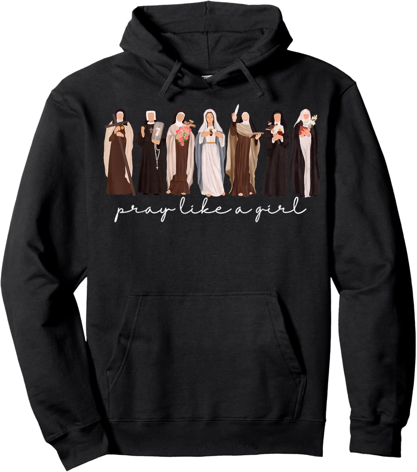 Pray Like A Girl Catholic Christian Faith Based Men Women Hoodie - Hoodie | Black