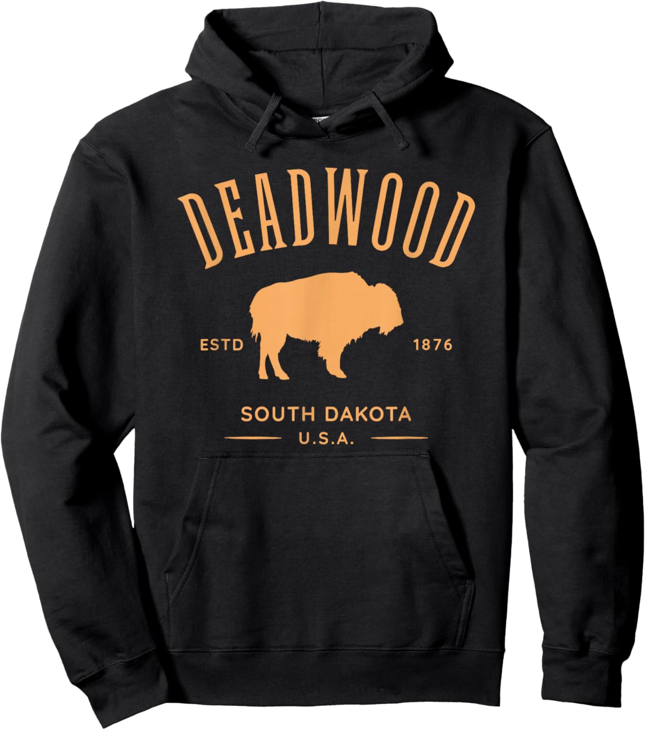 Deadwood South Dakota USA Bison Design Souvenir Hoodie - Hoodie | Black