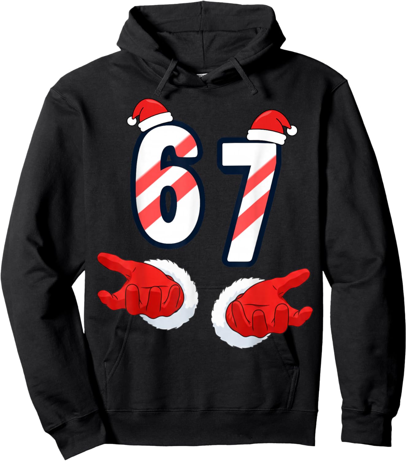 6 7 Meme Christmas Santa Hands 67 Holiday Six Seven Hoodie - Hoodie | Black