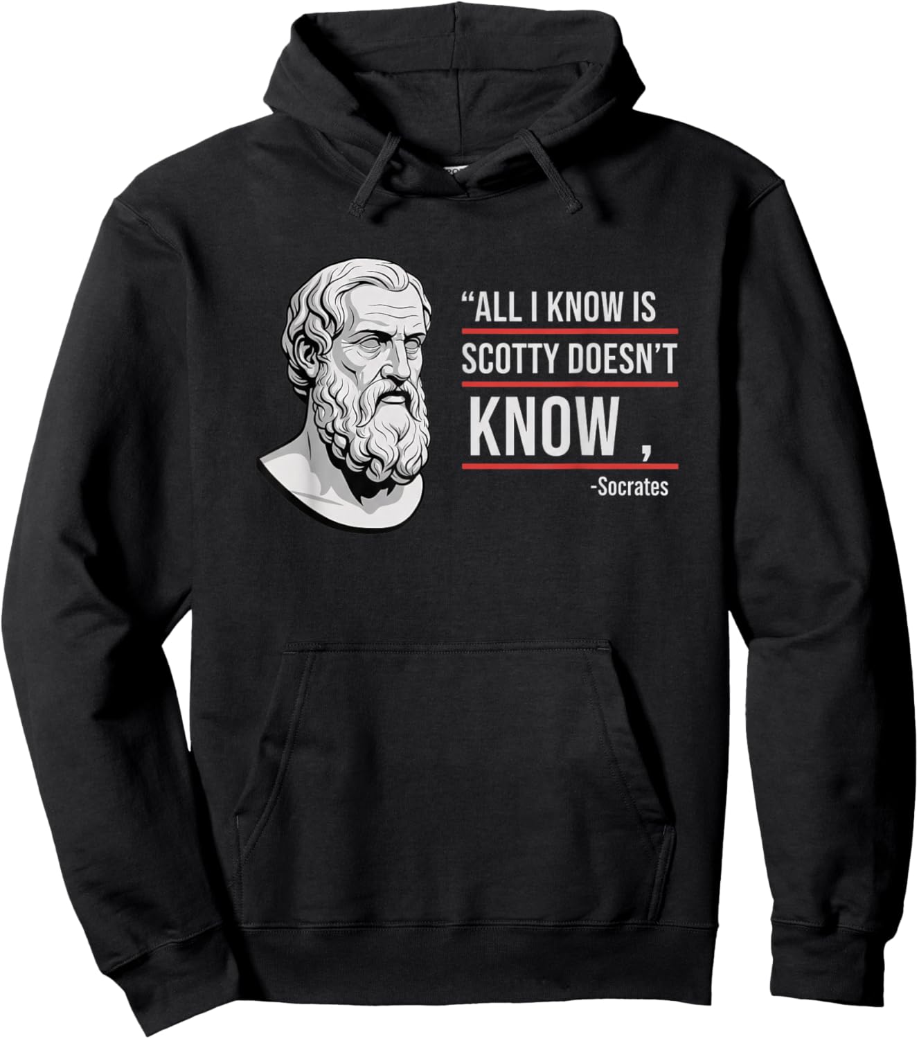 All I Know is Scotty Doesn't Know Funny Socrates Parody Kids Hoodie - Hoodie | Black