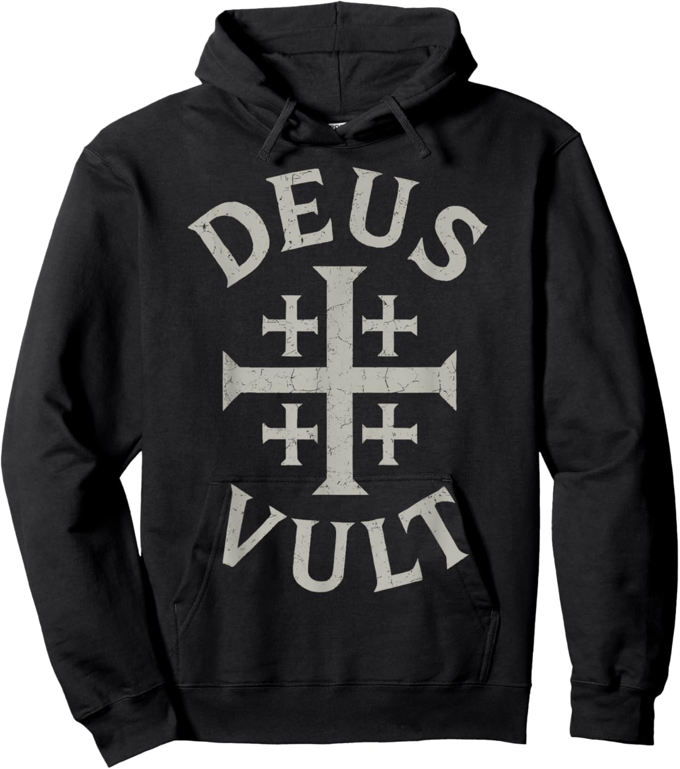 Deus Vult Catholic Knight Templar Crusader Cross Design Hoodie - Hoodie | Black