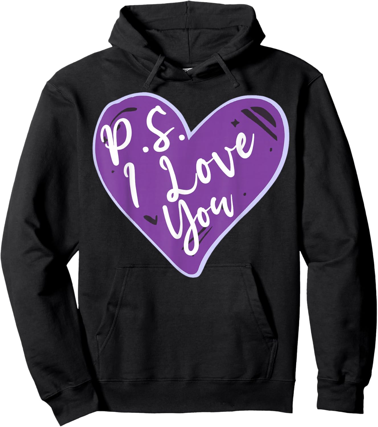 PS I Love You Day Valentine's Day Purple Heart Women Men Kid Hoodie - Hoodie | Black