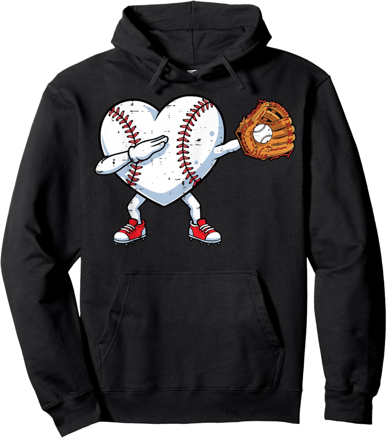 Valentines Day Baseball Ball Heart Dab Funny Boys Kids Men Hoodie - Hoodie | Black
