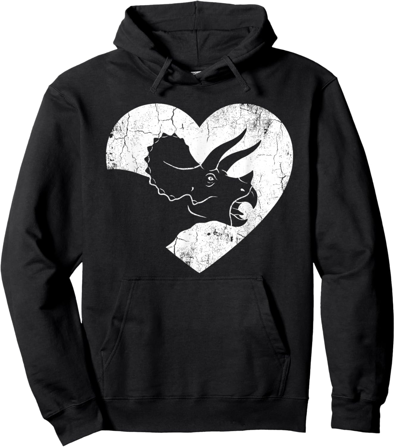 Triceratops Dinosaur Heart Valentine's Day Hoodie - Hoodie | Black