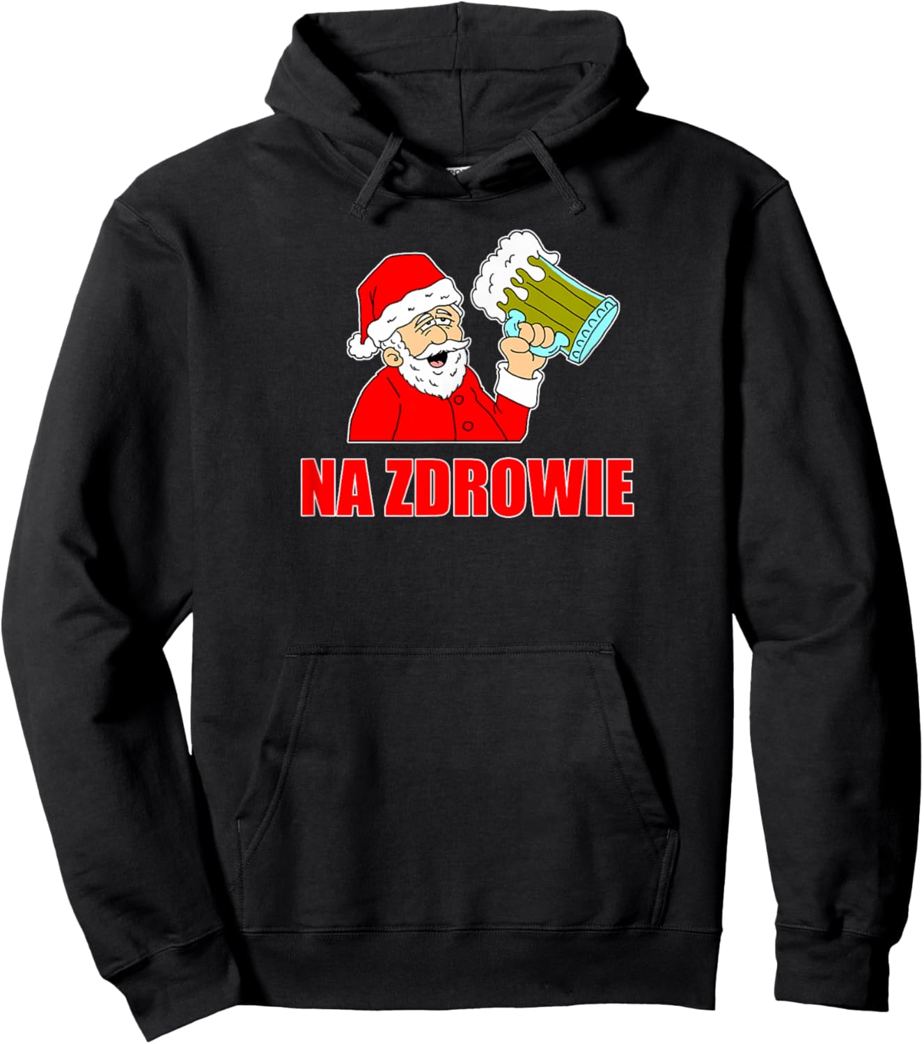 Polish Santa Na Zdrowie Cheers Funny Holiday Hoodie - Hoodie | Black